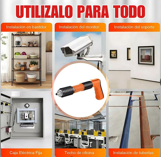 Pistola Fijadora de Clavos Portátil + Kit Protector + 100 Clavos ¡GRATIS! | Herramienta Profesional de Alta Precisión
