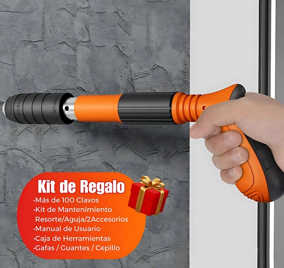 Pistola Fijadora de Clavos Portátil + Kit Protector + 100 Clavos ¡GRATIS! | Herramienta Profesional de Alta Precisión