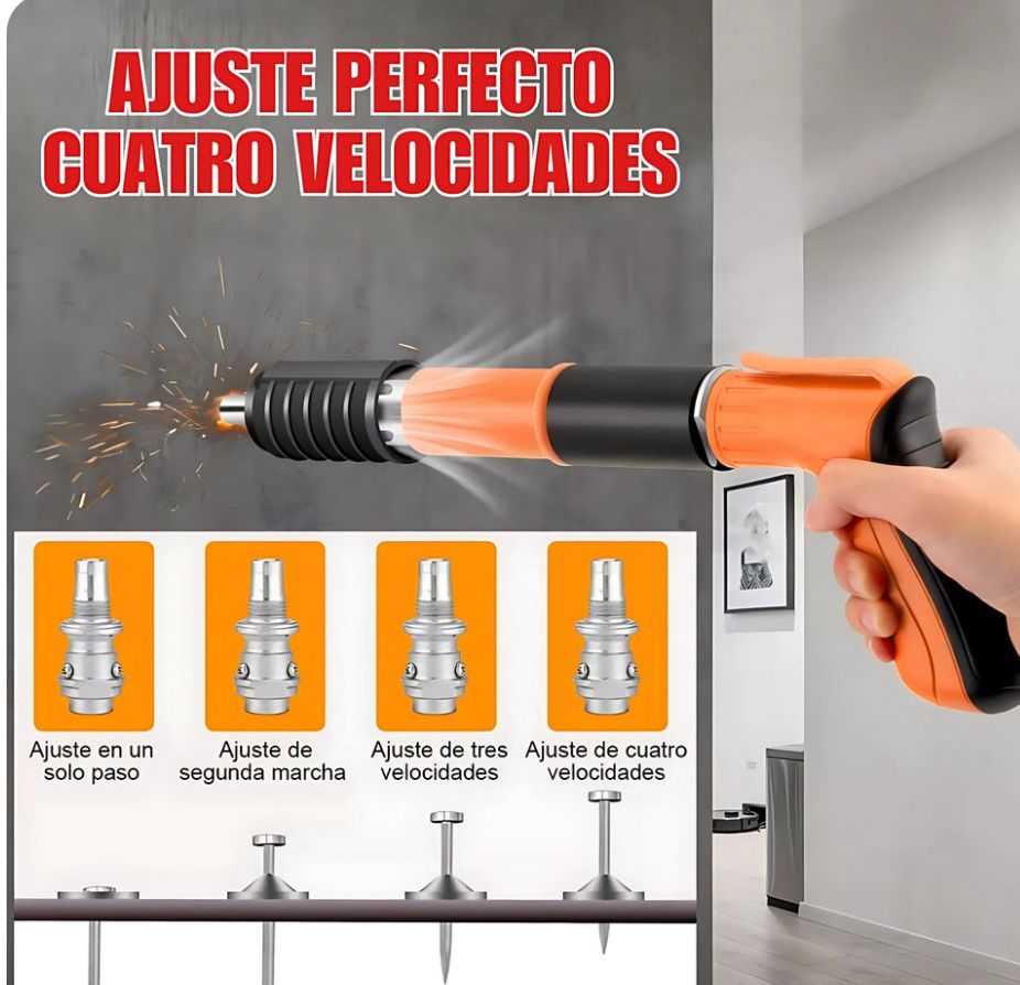 Pistola Fijadora de Clavos Portátil + Kit Protector + 100 Clavos ¡GRATIS! | Herramienta Profesional de Alta Precisión
